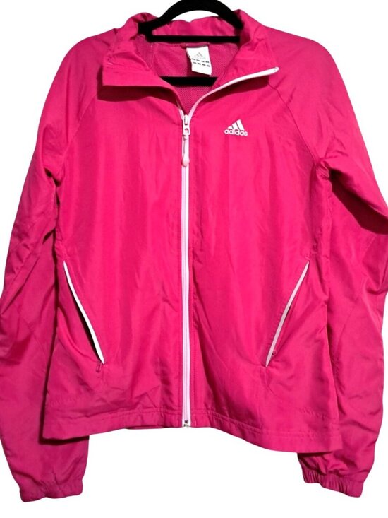 adidas Jackets & Blazers - Y2K Adidas Windbreaker Zip Jacket Womens Size S Pink Polyester Activewear Lightw